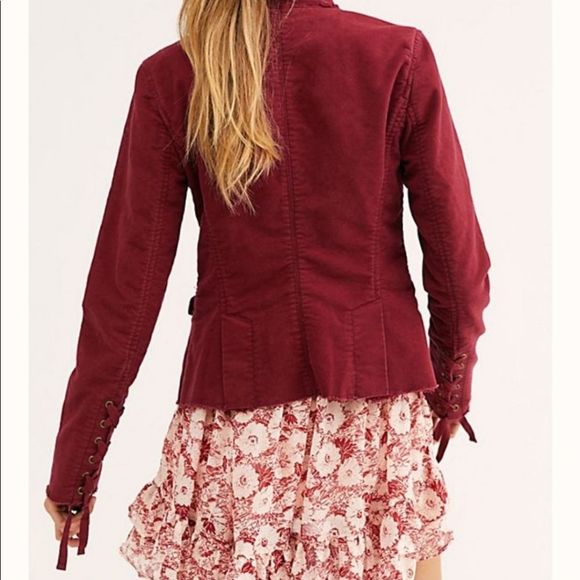 NWT Free People Maroon Red Ella Sergeant Military/Riding Jacket. - Picture 2 of 10